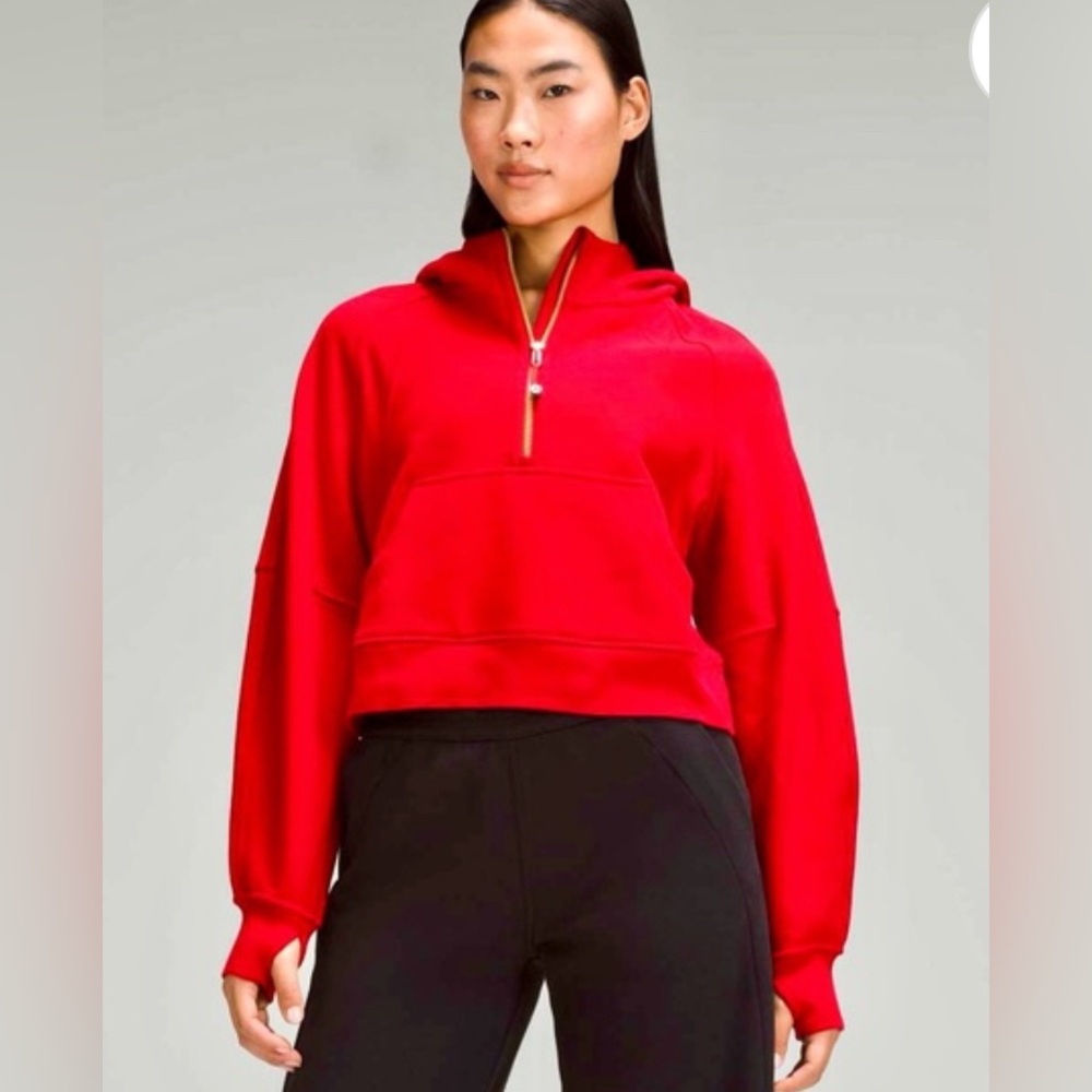 Lululemon M/L Half-Zip Red and Gold Scuba Hoodie